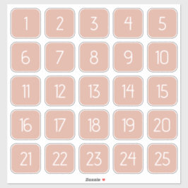 Dusty Pink Customizable Square Number Stickers