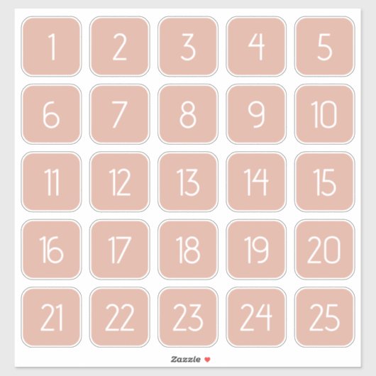 Dusty Pink Customizable Square Number Stickers  (Vel)