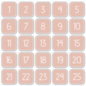 Dusty Pink Customizable Square Number Stickers  (Voorkant)