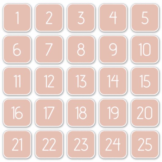 Dusty Pink Customizable Square Number Stickers  (Devant)