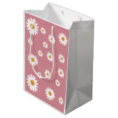 Dusty Pink Daisy Floral Gift Bag Medium Cadeauzakje (Achterkant Gekanteld)