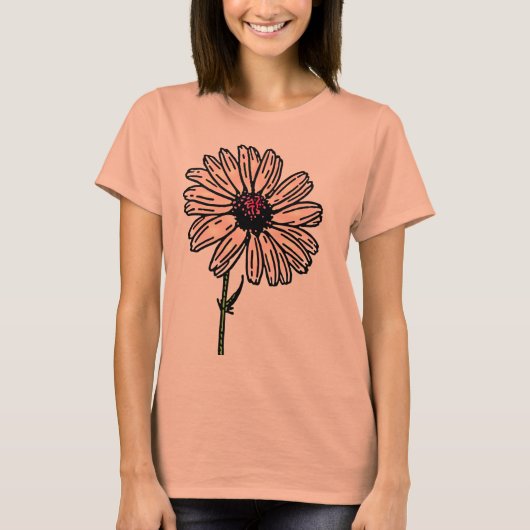 Dusty Pink Daisy flower T-shirt (Voorkant)