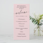 Dusty Pink Delicate Calligraphy Birthday Party Programma (Staand voorkant)