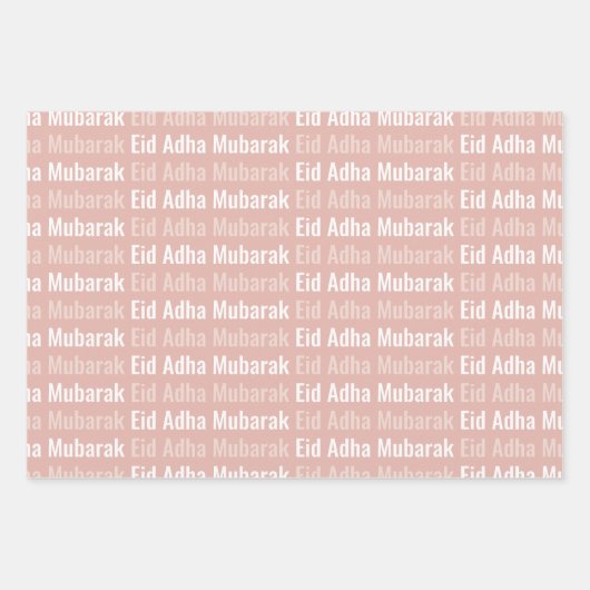 Dusty Pink Eid Adha Mubarak Kaaba Schaap Patroon Inpakpapier Vel (Voorkant 2)