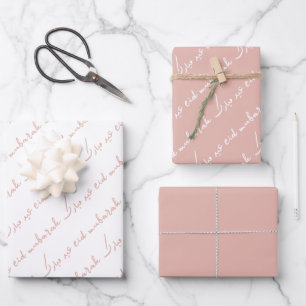 Dusty Pink Eid Mubarak Bilingual Inpakpapier Vel