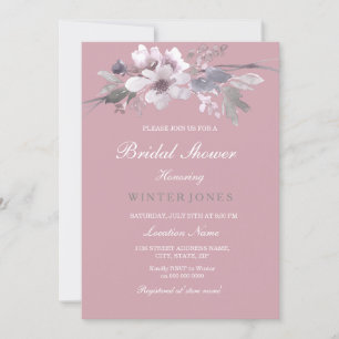 Dusty Pink Elegant Floral Bridal Shower Kaart