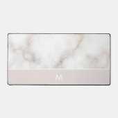 Dusty Pink en Gold Marble Monogram Bureaumat (Voorkant)