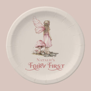 Dusty Pink Fairy Eerste Verjaardagsfeestje geperso Papieren Bordje