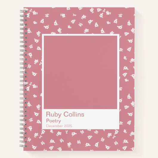 Dusty Pink Floral Aesthetic Notebook Notitieboek (Voorkant)