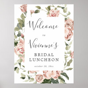 Dusty Pink Floral Bridal Luncheon Welkom Poster