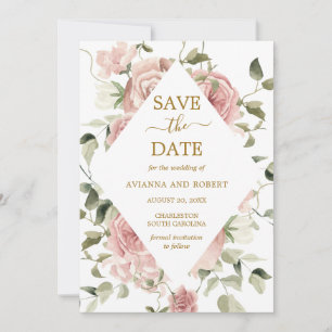 Dusty Pink Floral Foto Save The Date