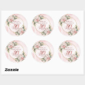 Dusty Pink Floral Greenery 50th Birthday Stickers (Feuille)