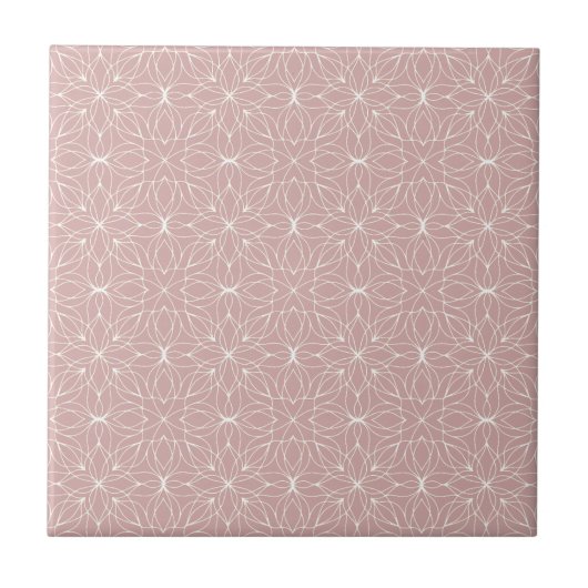 Dusty Pink Floral Line Art Tegeltje (Voorkant)