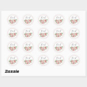 Dusty Pink Floral Monogram Initialen Boho Wedding Ronde Sticker (Vel)
