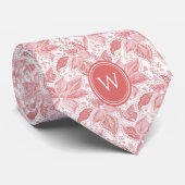 Dusty Pink Floral Monogram Stropdas (Opgerold)