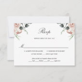 Dusty Pink Floral Rozen Wedding RSVP Kaart (Voorkant)