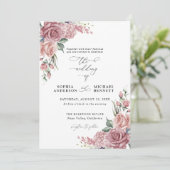 Dusty Pink Floral Wedding Invitation (Debout devant)
