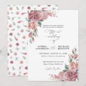 Dusty Pink Floral Wedding Invitation (Devant / Derrière)