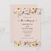 Dusty Pink Floral Wedding Invitation Kaart (Voorkant / Achterkant)