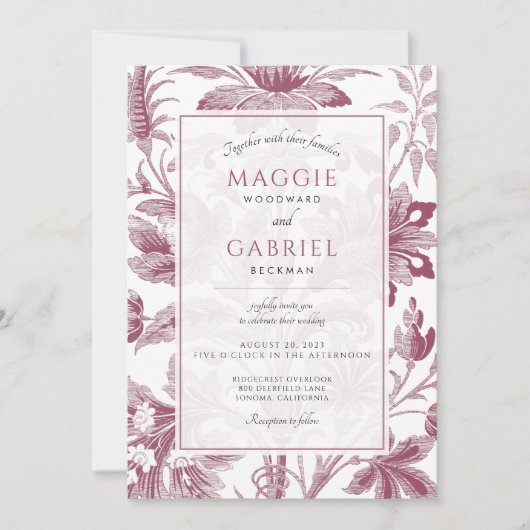 Dusty Pink Floral Wedding Kaart (Voorkant)