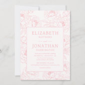 Dusty Pink Floral Wedding Kaart (Voorkant)