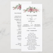 Dusty Pink Floral Wedding Program Programma (Voorkant / Achterkant)