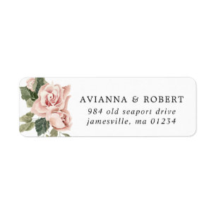 Dusty Pink Floral Wedding Return Address Etiket
