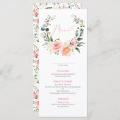 Dusty Pink Floral Wreath Wedding Menu (Voorkant / Achterkant)