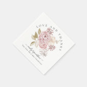 Dusty Pink Florals Dank u Namen Bruiloft Servet (Hoek)