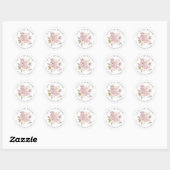 Dusty Pink Florals Dank u Namen Datum Bruiloft Ronde Sticker (Vel)