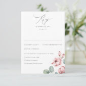 Dusty Pink Flowers Elegant Dreamy Wedding RSVP (Staand voorkant)