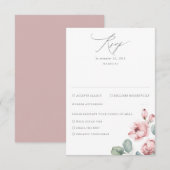 Dusty Pink Flowers Elegant Dreamy Wedding RSVP (Voorkant / Achterkant)
