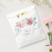 Dusty Pink Flowers Elegant Script Bedankt Bedankzakje (Gezegeld)