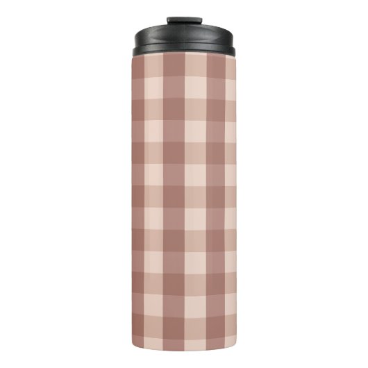 Dusty Pink Gingham geruit Thermosbeker (Voorkant)