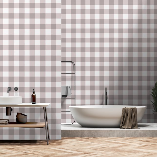 Dusty Pink Gingham Pattern Behang (Badkamer)