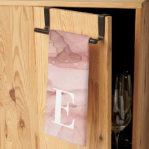 Dusty Pink Gold Agate Alcohol Ink Monogramed