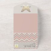Dusty Pink Gold Butterfly Wedding Uitnodigen All In One Uitnodiging (Buitenkant)