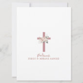 Dusty Pink Gold Cross Girl Baptism Invitation (Dos)