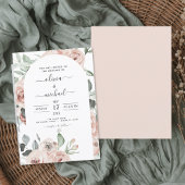 Dusty Pink Green Floral Wedding Kaart