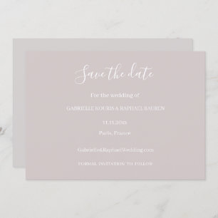 Dusty Pink Grey and White Save the Date Wedding Kaart