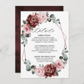 Dusty Pink Mauve Roos Floral Geometric Wedding Informatiekaartje (Voorkant / Achterkant)