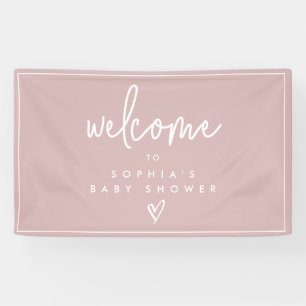 Dusty Pink Minimalist Boho Baby shower Welkom Spandoek