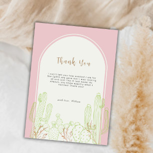 Dusty Pink Minimalist Boho Cactus Arch Baby shower Bedankkaart