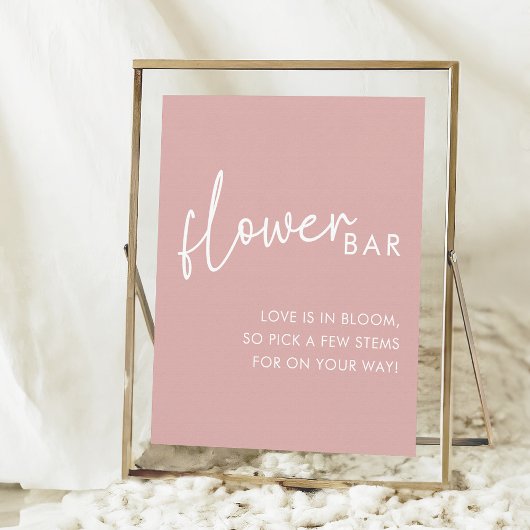 Dusty Pink Minimalist Script Shower Flower Bar Poster