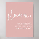 Dusty Pink Minimalist Script Shower Flower Bar Poster (Voorkant)