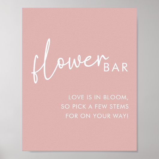 Dusty Pink Minimalist Script Shower Flower Bar Poster (Voorkant)