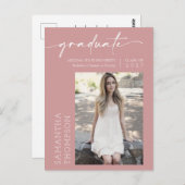 Dusty Pink-minimalistisch script dat ze deed het F Briefkaart (Voorkant / Achterkant)