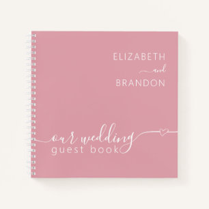 Dusty Pink Modern Minimal Wedding Guest Book Notitieboek