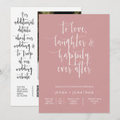 Dusty Pink Modern Minimalist Wedding QR Code Foto Kaart (Voorkant / Achterkant)