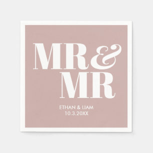 Dusty Pink Mr & Mr gepersonaliseerde bruiloft serv Servet
